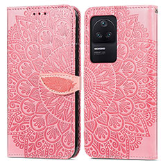 Custodia Portafoglio In Pelle Fantasia Modello Cover con Supporto S04D per Xiaomi Redmi K40S 5G Oro Rosa