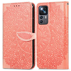 Custodia Portafoglio In Pelle Fantasia Modello Cover con Supporto S04D per Xiaomi Redmi K50 Ultra 5G Arancione