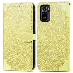 Custodia Portafoglio In Pelle Fantasia Modello Cover con Supporto S04D per Xiaomi Redmi Note 10 4G Giallo