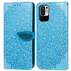 Custodia Portafoglio In Pelle Fantasia Modello Cover con Supporto S04D per Xiaomi Redmi Note 10 5G Blu