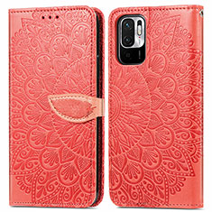 Custodia Portafoglio In Pelle Fantasia Modello Cover con Supporto S04D per Xiaomi Redmi Note 10 5G Rosso