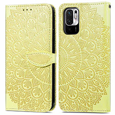 Custodia Portafoglio In Pelle Fantasia Modello Cover con Supporto S04D per Xiaomi Redmi Note 10 JE 5G Giallo