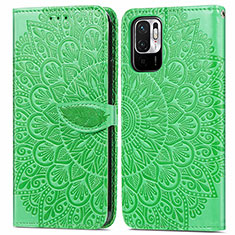 Custodia Portafoglio In Pelle Fantasia Modello Cover con Supporto S04D per Xiaomi Redmi Note 10 JE 5G Verde