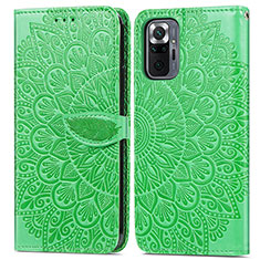 Custodia Portafoglio In Pelle Fantasia Modello Cover con Supporto S04D per Xiaomi Redmi Note 10 Pro 4G Verde