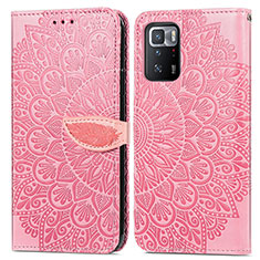Custodia Portafoglio In Pelle Fantasia Modello Cover con Supporto S04D per Xiaomi Redmi Note 10 Pro 5G Oro Rosa