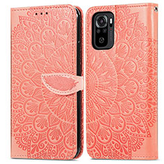 Custodia Portafoglio In Pelle Fantasia Modello Cover con Supporto S04D per Xiaomi Redmi Note 10S 4G Arancione