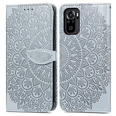 Custodia Portafoglio In Pelle Fantasia Modello Cover con Supporto S04D per Xiaomi Redmi Note 10S 4G Grigio