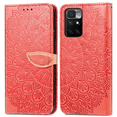 Custodia Portafoglio In Pelle Fantasia Modello Cover con Supporto S04D per Xiaomi Redmi Note 11 4G (2021) Rosso