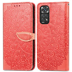 Custodia Portafoglio In Pelle Fantasia Modello Cover con Supporto S04D per Xiaomi Redmi Note 11 4G (2022) Rosso