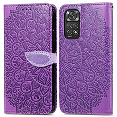 Custodia Portafoglio In Pelle Fantasia Modello Cover con Supporto S04D per Xiaomi Redmi Note 11 4G (2022) Viola