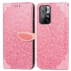 Custodia Portafoglio In Pelle Fantasia Modello Cover con Supporto S04D per Xiaomi Redmi Note 11 5G Oro Rosa