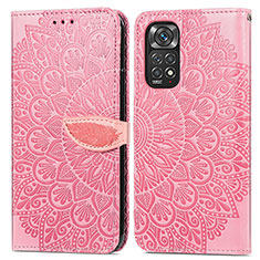 Custodia Portafoglio In Pelle Fantasia Modello Cover con Supporto S04D per Xiaomi Redmi Note 11 Pro 4G Oro Rosa