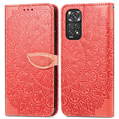 Custodia Portafoglio In Pelle Fantasia Modello Cover con Supporto S04D per Xiaomi Redmi Note 11 Pro 4G Rosso