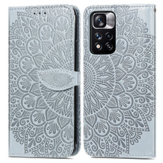 Custodia Portafoglio In Pelle Fantasia Modello Cover con Supporto S04D per Xiaomi Redmi Note 11 Pro+ Plus 5G Grigio