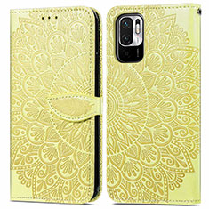 Custodia Portafoglio In Pelle Fantasia Modello Cover con Supporto S04D per Xiaomi Redmi Note 11 SE 5G Giallo