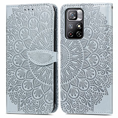 Custodia Portafoglio In Pelle Fantasia Modello Cover con Supporto S04D per Xiaomi Redmi Note 11T 5G Grigio