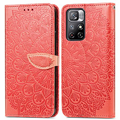 Custodia Portafoglio In Pelle Fantasia Modello Cover con Supporto S04D per Xiaomi Redmi Note 11T 5G Rosso