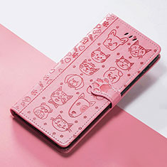 Custodia Portafoglio In Pelle Fantasia Modello Cover con Supporto S05D per Huawei Enjoy 50 Rosa