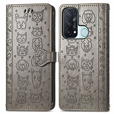 Custodia Portafoglio In Pelle Fantasia Modello Cover con Supporto S05D per Oppo Reno5 A Grigio