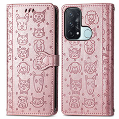 Custodia Portafoglio In Pelle Fantasia Modello Cover con Supporto S05D per Oppo Reno5 A Oro Rosa