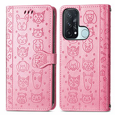 Custodia Portafoglio In Pelle Fantasia Modello Cover con Supporto S05D per Oppo Reno5 A Rosa