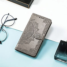 Custodia Portafoglio In Pelle Fantasia Modello Cover con Supporto S05D per Xiaomi Redmi 12C 4G Grigio