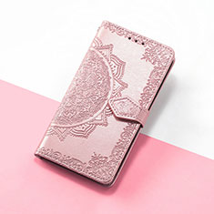 Custodia Portafoglio In Pelle Fantasia Modello Cover con Supporto S07D per Google Pixel 4 Oro Rosa