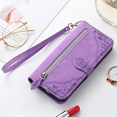 Custodia Portafoglio In Pelle Fantasia Modello Cover con Supporto S07D per Samsung Galaxy S21 Plus 5G Viola