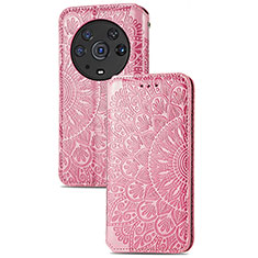 Custodia Portafoglio In Pelle Fantasia Modello Cover con Supporto S09D per Huawei Honor Magic3 Pro 5G Oro Rosa