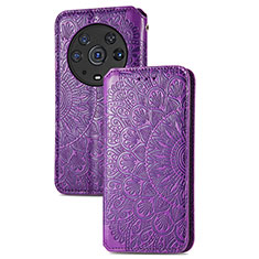 Custodia Portafoglio In Pelle Fantasia Modello Cover con Supporto S09D per Huawei Honor Magic3 Pro 5G Viola