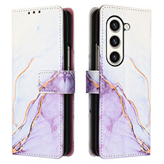 Custodia Portafoglio In Pelle Fantasia Modello Cover con Supporto Y01B per Samsung Galaxy Z Fold5 5G Viola