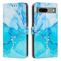 Custodia Portafoglio In Pelle Fantasia Modello Cover con Supporto Y01X per Google Pixel 7 5G Blu