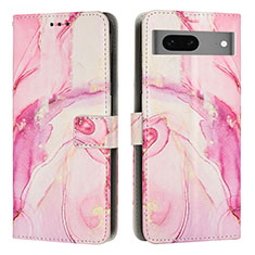 Custodia Portafoglio In Pelle Fantasia Modello Cover con Supporto Y01X per Google Pixel 7 5G Rosa