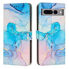 Custodia Portafoglio In Pelle Fantasia Modello Cover con Supporto Y01X per Google Pixel 7 Pro 5G Cielo Blu