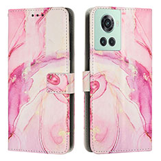 Custodia Portafoglio In Pelle Fantasia Modello Cover con Supporto Y01X per OnePlus 10R 5G Rosa