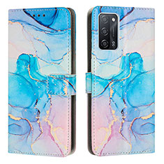 Custodia Portafoglio In Pelle Fantasia Modello Cover con Supporto Y01X per Oppo A55 5G Cielo Blu