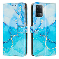 Custodia Portafoglio In Pelle Fantasia Modello Cover con Supporto Y01X per Oppo Reno5 Lite Blu