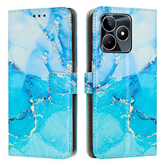 Custodia Portafoglio In Pelle Fantasia Modello Cover con Supporto Y01X per Realme C51 Blu