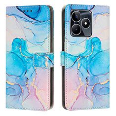 Custodia Portafoglio In Pelle Fantasia Modello Cover con Supporto Y01X per Realme C51 Cielo Blu