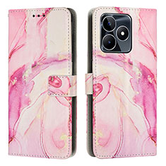 Custodia Portafoglio In Pelle Fantasia Modello Cover con Supporto Y01X per Realme C51 Rosa