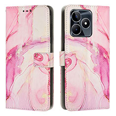 Custodia Portafoglio In Pelle Fantasia Modello Cover con Supporto Y01X per Realme C53 India Rosa