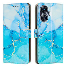 Custodia Portafoglio In Pelle Fantasia Modello Cover con Supporto Y01X per Realme C55 Blu