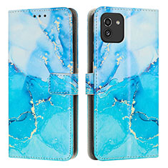 Custodia Portafoglio In Pelle Fantasia Modello Cover con Supporto Y01X per Samsung Galaxy A03 Blu