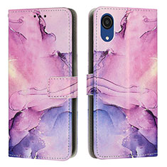 Custodia Portafoglio In Pelle Fantasia Modello Cover con Supporto Y01X per Samsung Galaxy A03 Core Viola