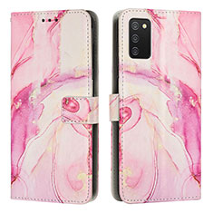 Custodia Portafoglio In Pelle Fantasia Modello Cover con Supporto Y01X per Samsung Galaxy A03s Rosa