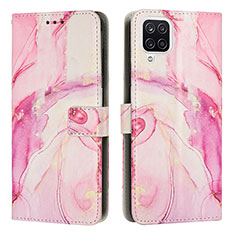 Custodia Portafoglio In Pelle Fantasia Modello Cover con Supporto Y01X per Samsung Galaxy A12 5G Rosa