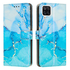 Custodia Portafoglio In Pelle Fantasia Modello Cover con Supporto Y01X per Samsung Galaxy A12 Blu