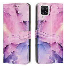 Custodia Portafoglio In Pelle Fantasia Modello Cover con Supporto Y01X per Samsung Galaxy A12 Viola