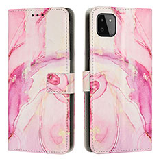 Custodia Portafoglio In Pelle Fantasia Modello Cover con Supporto Y01X per Samsung Galaxy A22 5G Rosa