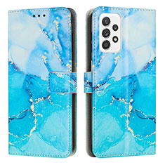 Custodia Portafoglio In Pelle Fantasia Modello Cover con Supporto Y01X per Samsung Galaxy A52 4G Blu